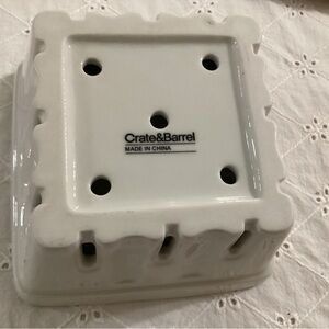 Crate&Barrel White Glazed Ceramic Berry Fruit Colander.